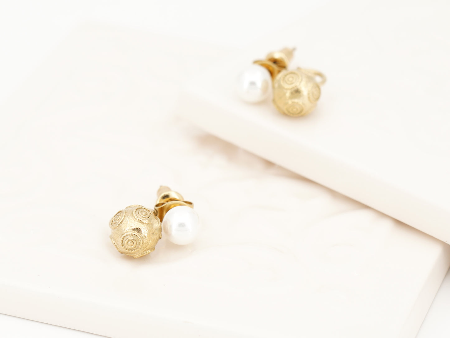Viana Bead & Acrylic Bead Earrings, Portuguese Filigree Inspired, Golden Stainless Steel