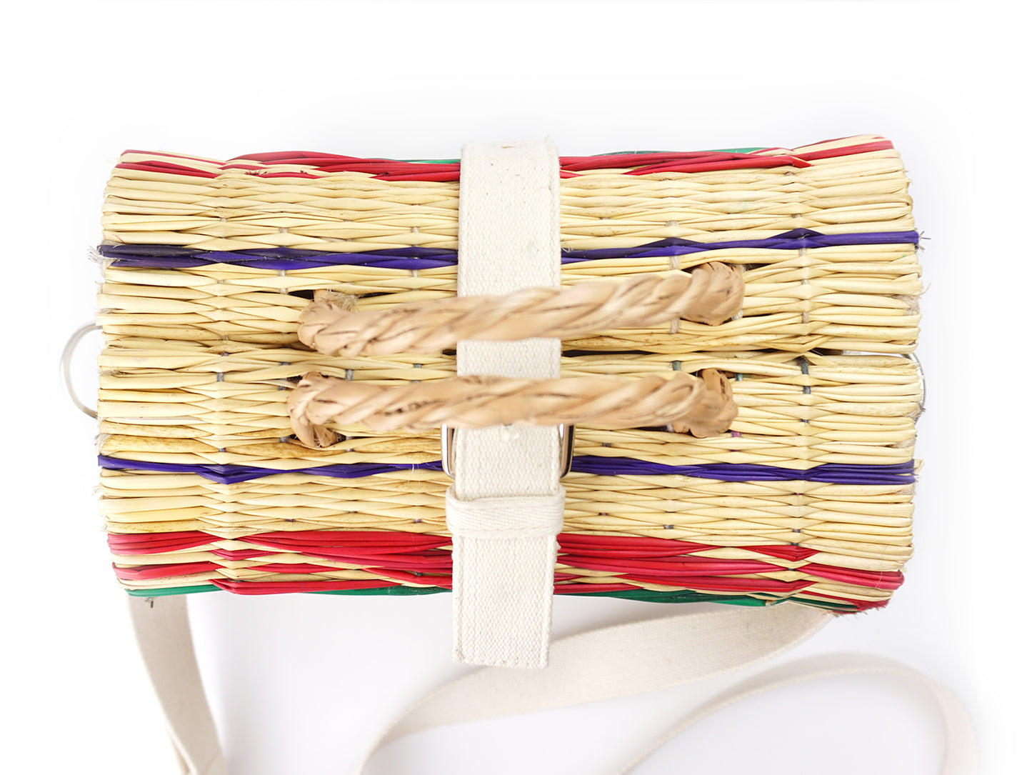 Cesta de Junco com Alça em Algodão, Cestaria Tradicional de Portuguesa - Vista de Topo