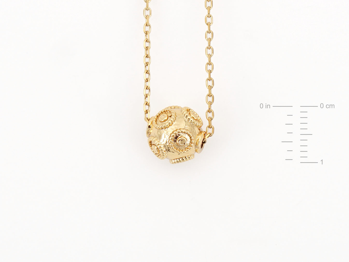 Colar com Conta de Viana, Inspirado na Filigrana Portuguesa, Aço Inoxidável Dourado - Medidas