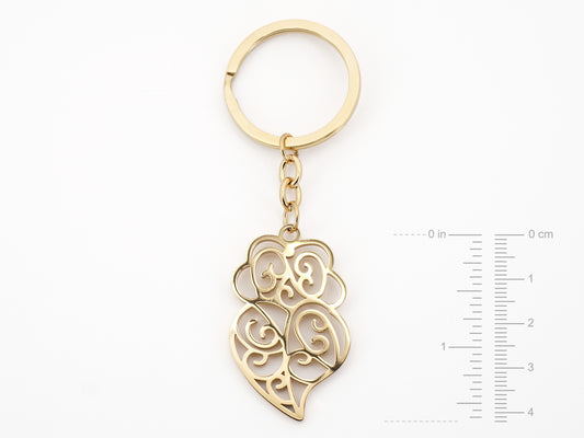 Porta Chaves Coração de Viana Estilizado, Inspirado na Filigrana Portuguesa, Aço Inoxidável Dourado - Medidas