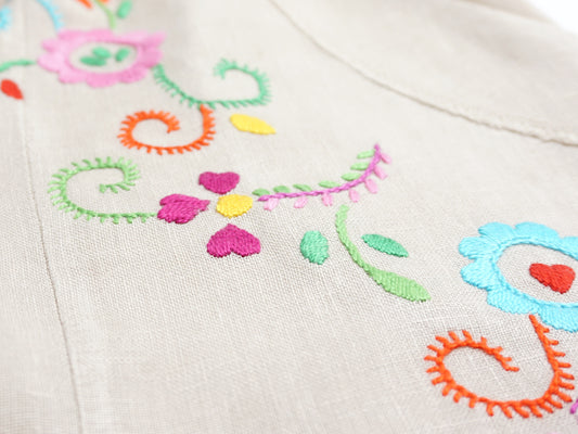 Calças Perna Larga com Bordado de Viana, Tamanho Único - Pormenor