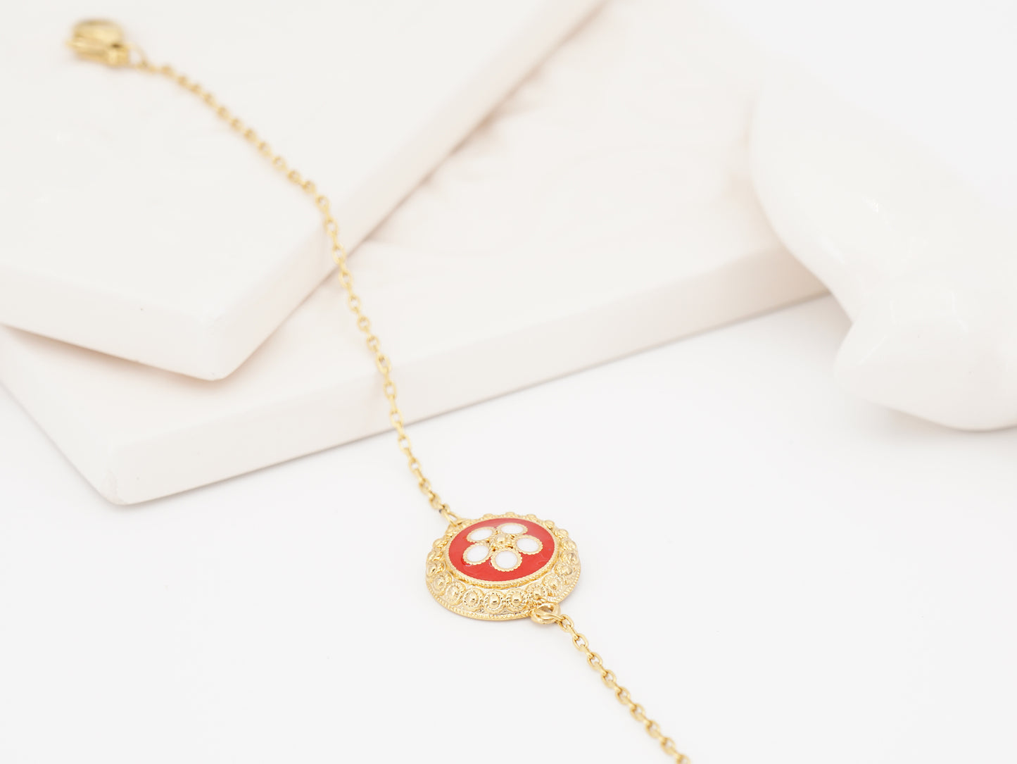 Pulseira Caramujo Laranja, Inspirado na Filigrana Portuguesa, Aço Inoxidável Dourado