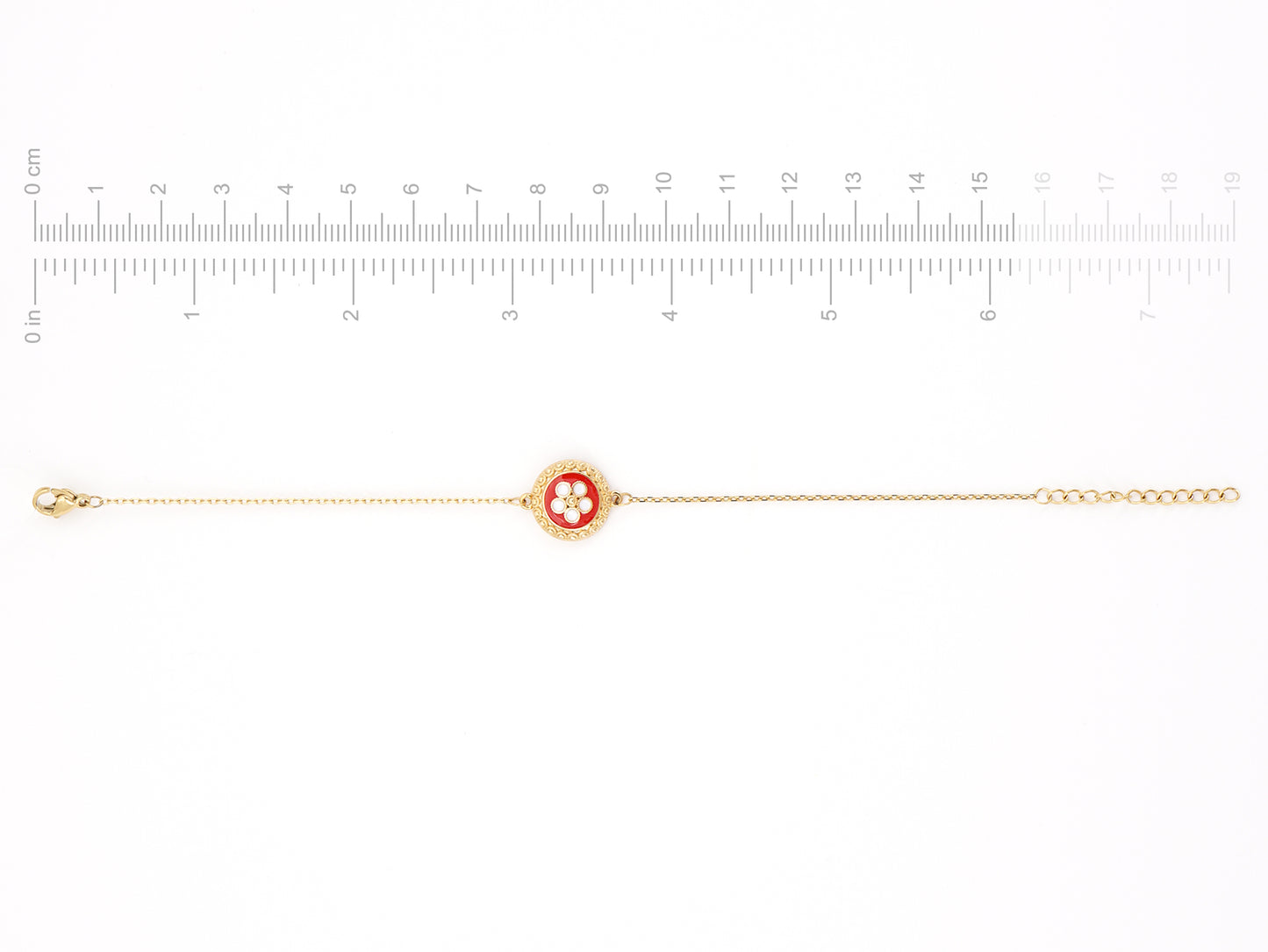 Pulseira Caramujo Laranja, Inspirado na Filigrana Portuguesa, Aço Inoxidável Dourado - Medidas
