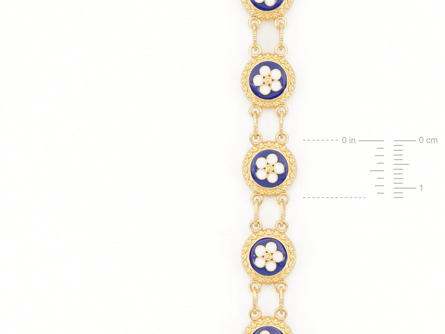 Pulseira Nove Caramujos Azuis, Inspirado na Filigrana Portuguesa, Aço Inoxidável Dourado - Medidas