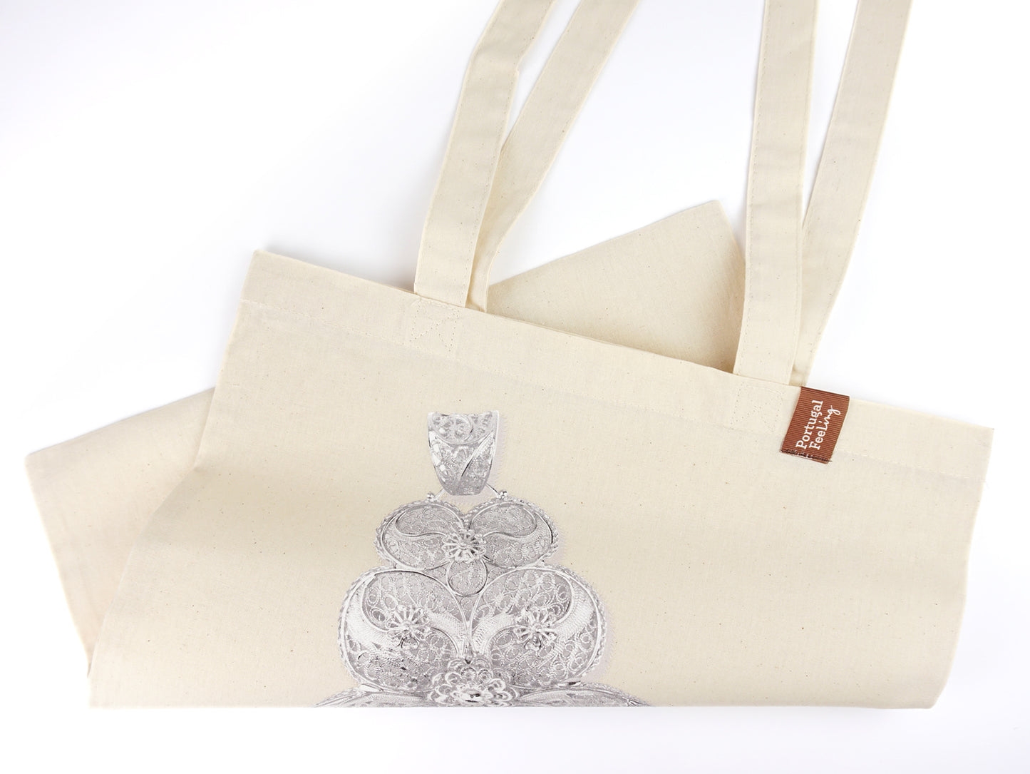 Saco Tote Bag Filigrana Prateada, em Algodão, Tradições Portuguesas - Pormenor