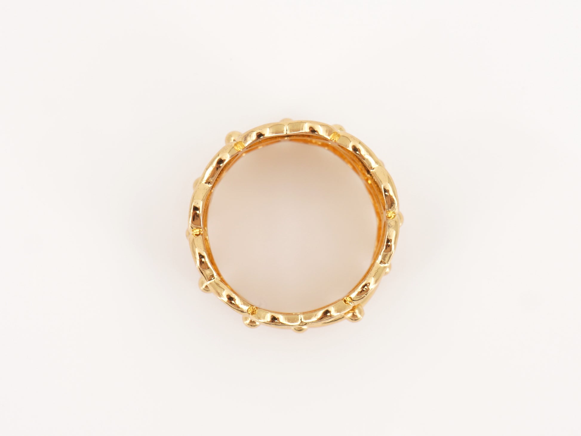 Anel Duplo com Corações de Viana Encaixados, Inspirado na Filigrana Portuguesa, Aço Inoxidável Dourado - Vista de Cima