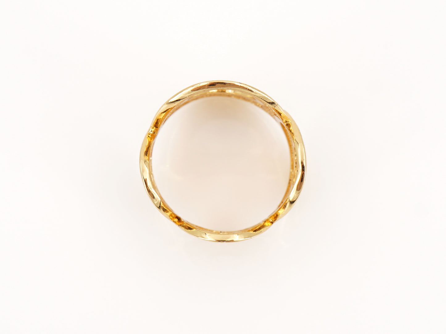 Anel Geométrico com Círculos, Inspirado na Filigrana Portuguesa, Aço Inoxidável Dourado - Vista de Topo