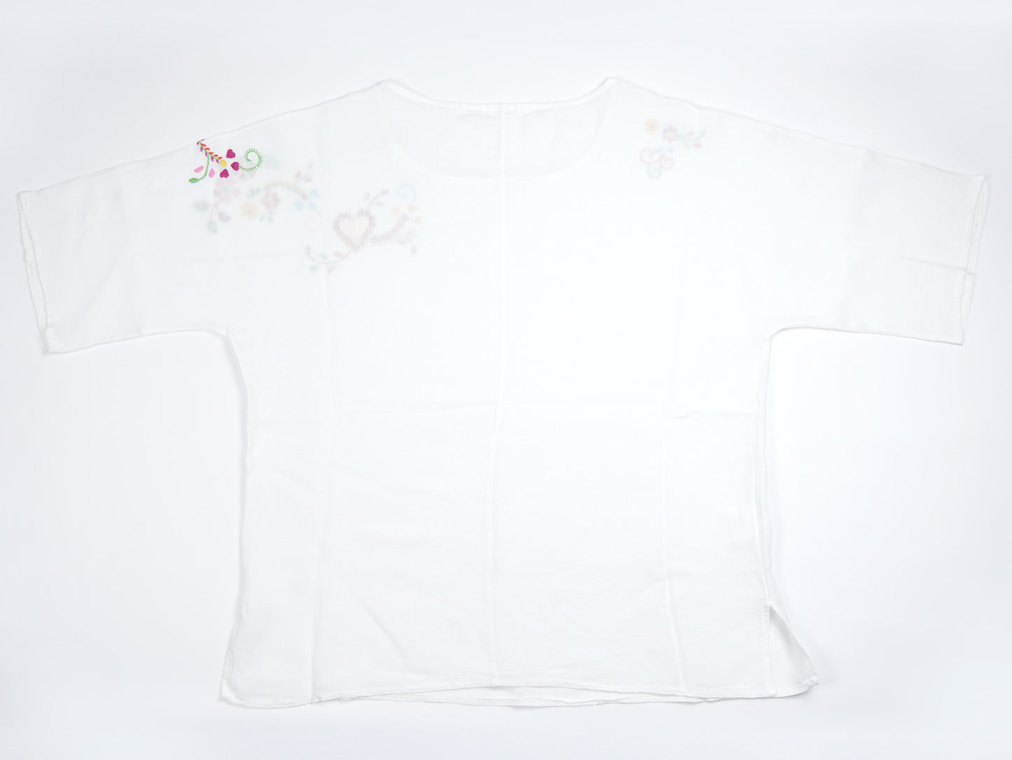 Blusa Branca, em Linho com Bordado de Viana, Tamanho Único - Vista de Trás