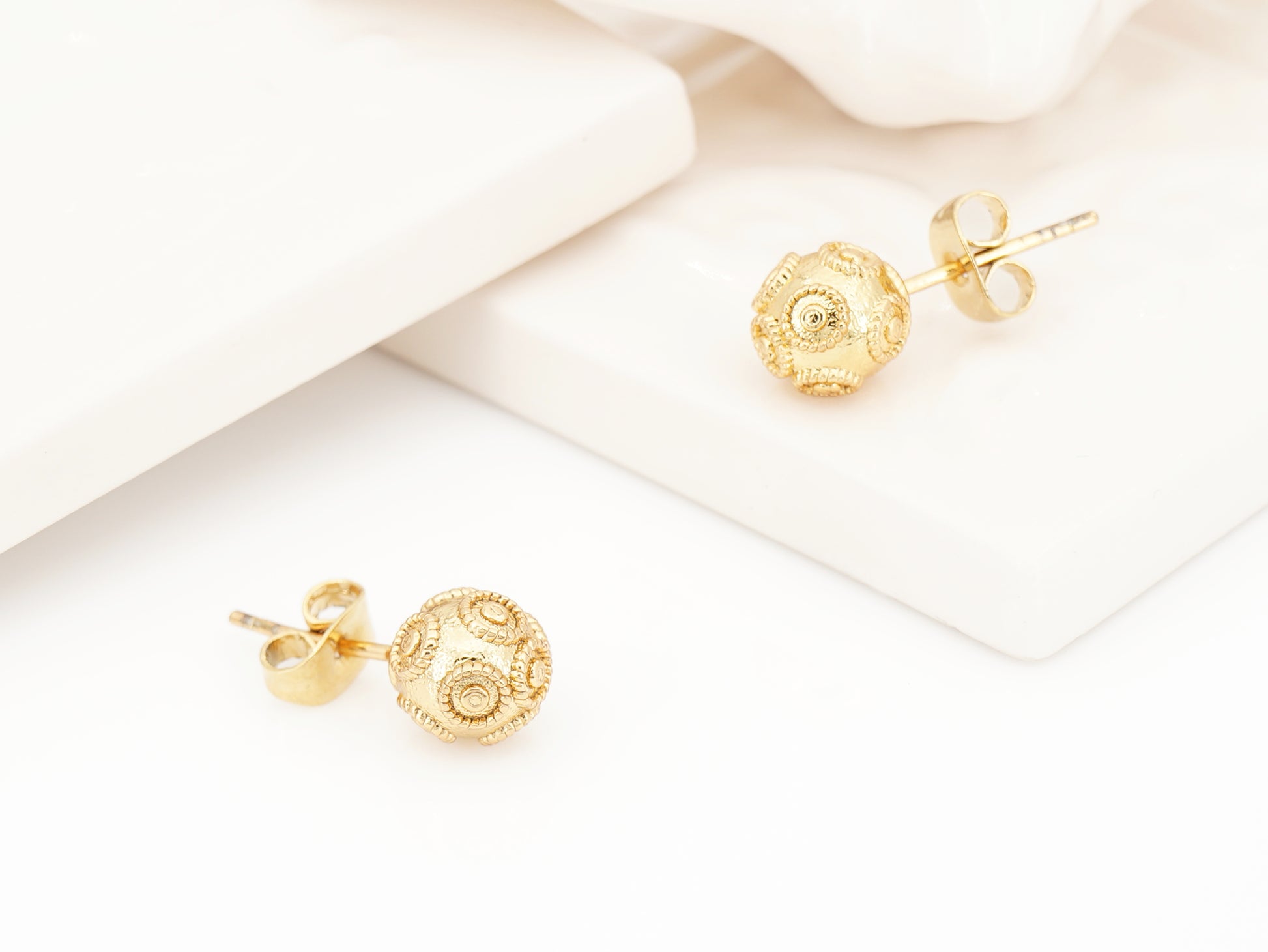 Brincos Contas de Viana, Inspirados na Filigrana Portuguesa, Aço Inoxidável Dourado