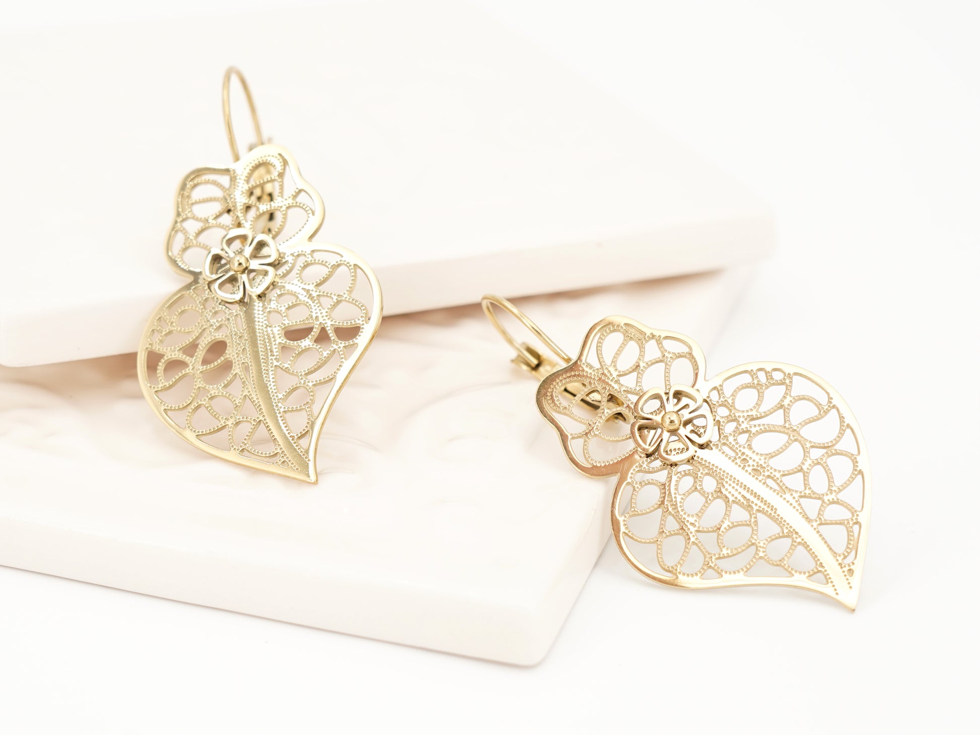 Brincos Coração de Viana Médios, Inspirados na Filigrana Portuguesa, Aço Inoxidável Dourado