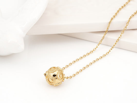 Colar com Conta de Viana, Inspirado na Filigrana Portuguesa, Aço Inoxidável Dourado