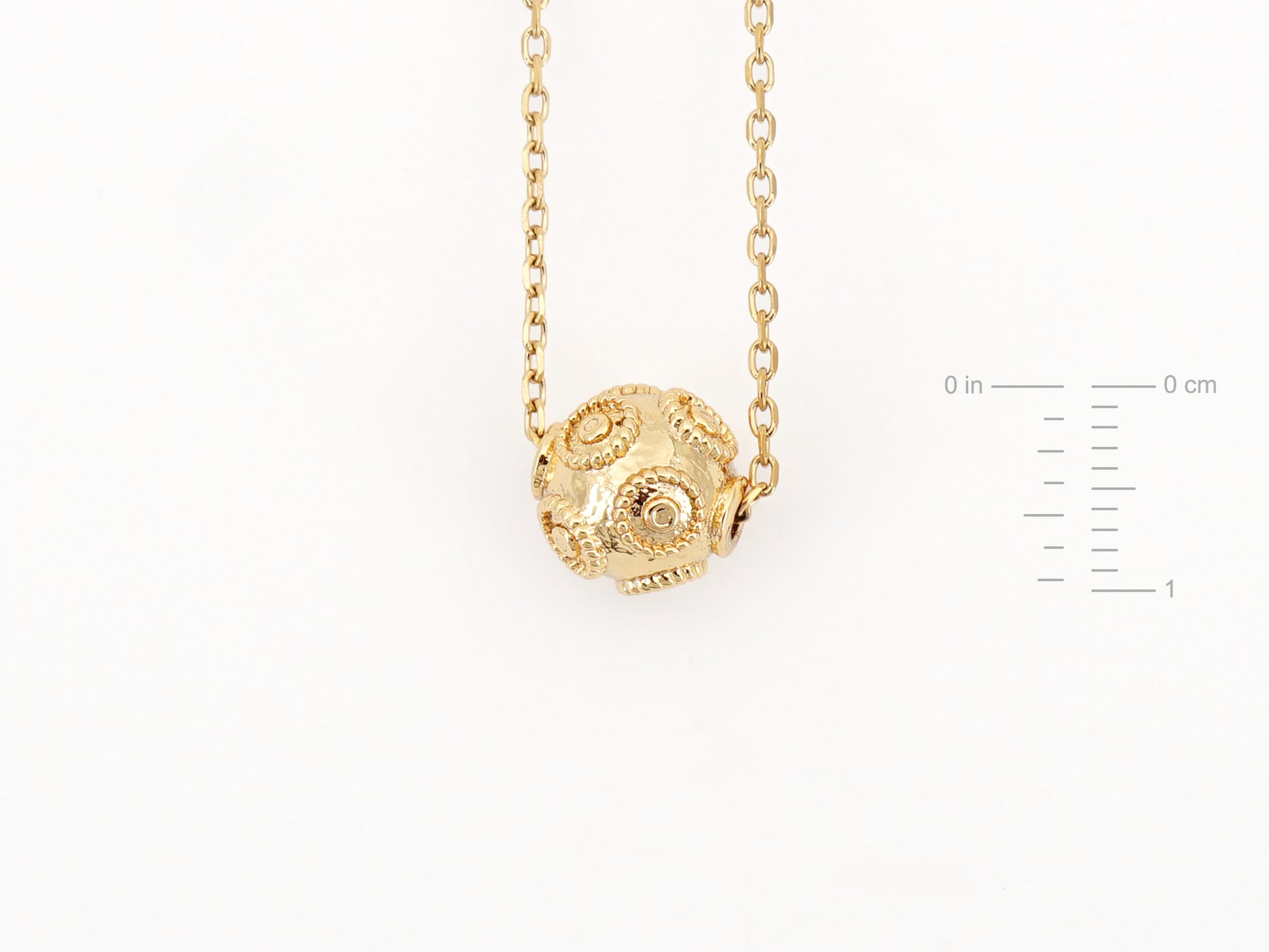 Colar com Conta de Viana, Inspirado na Filigrana Portuguesa, Aço Inoxidável Dourado - Medidas