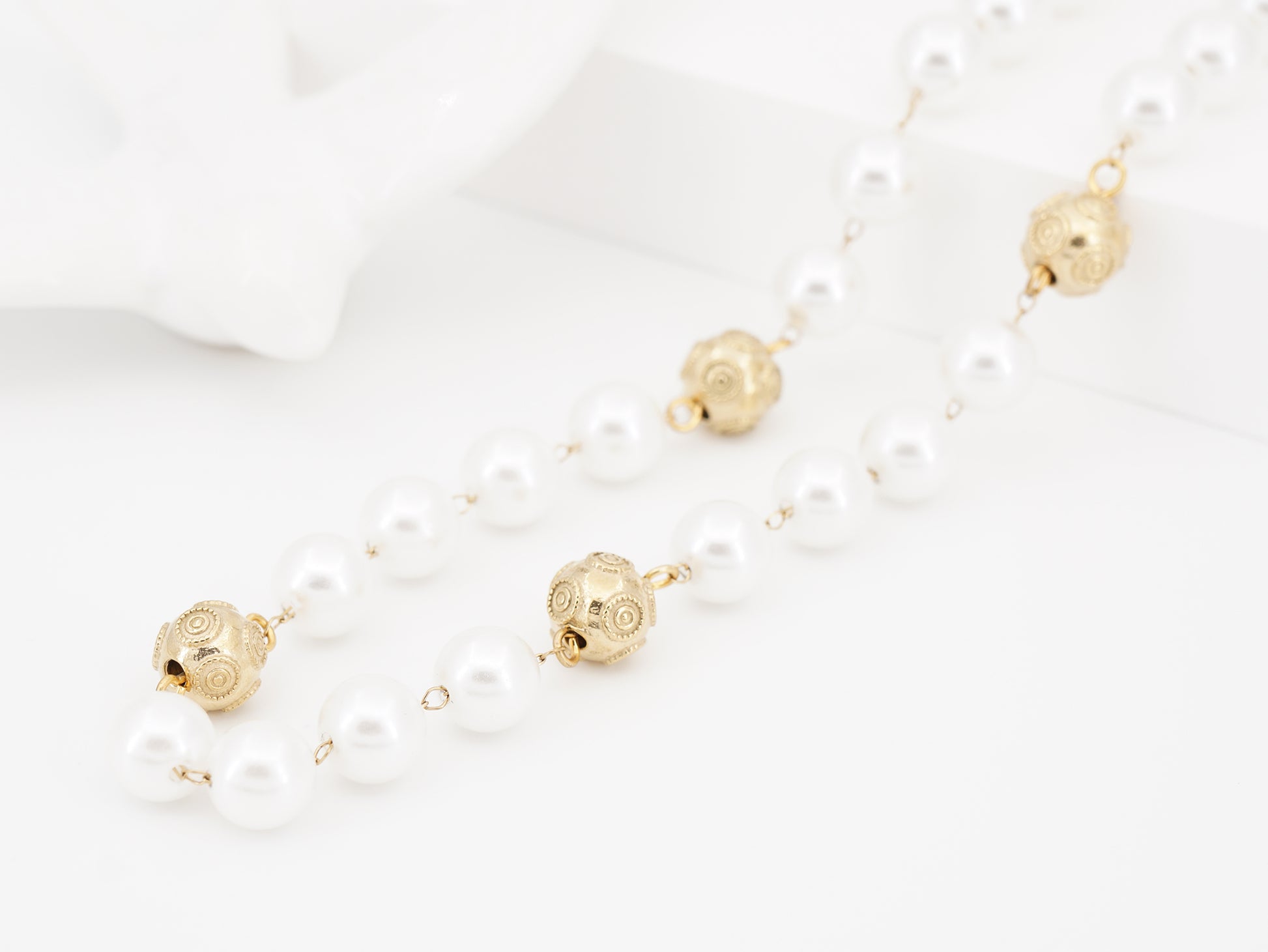 Colar Contas de Viana e Pérolas, Inspirado na Filigrana Portuguesa, Aço Inoxidável Dourado