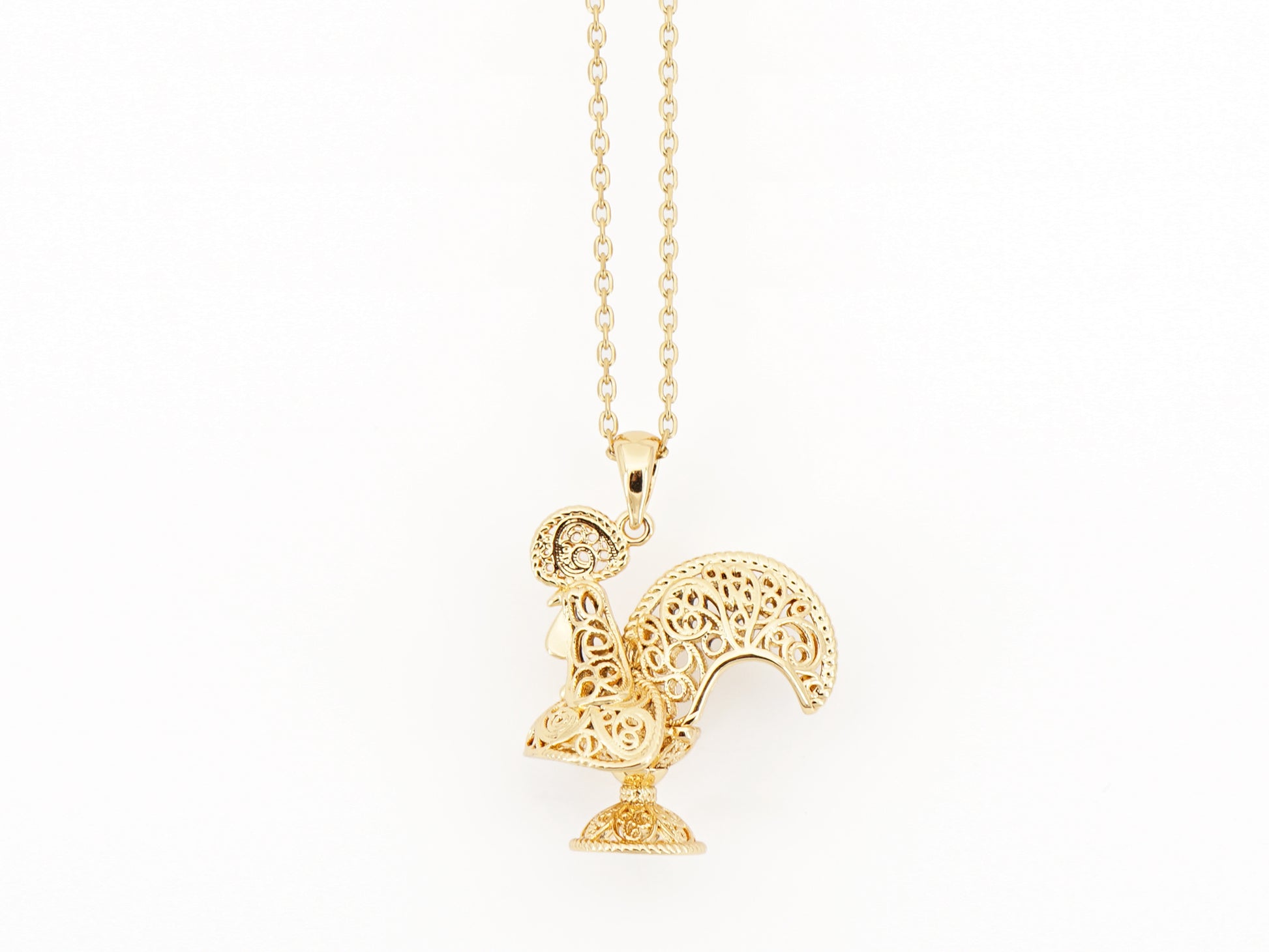 Colar Galo de Barcelos, Inspirado na Filigrana Portuguesa, Aço Inoxidável - Pormenor
