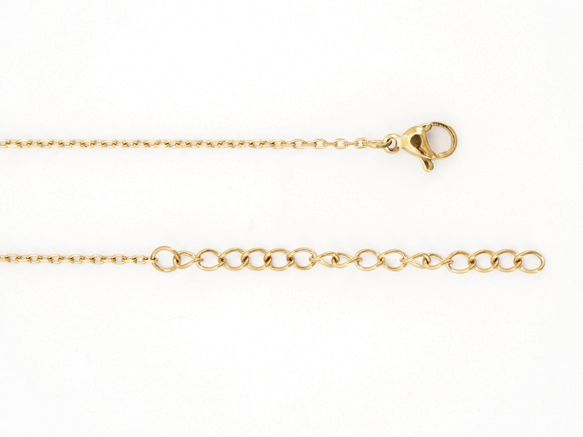 Colar Trevo Pequeno, Inspirado na Filigrana Portuguesa, Aço Inoxidável Dourado - Pormenor Comprimento Ajustável