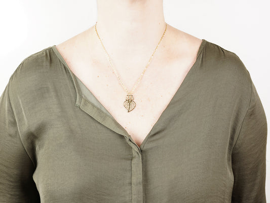 Collier avec Coeur de Viana Moyen Stylisé, Inspiration Filigrane Portugaise, Acier Inoxydable Doré