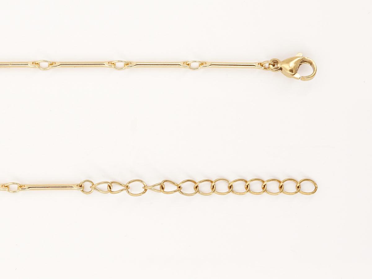 Colar com Berloques Tons Azuis, Inspirado na Filigrana Portuguesa, Aço Inoxidável Dourado - Pormenor Comprimento Ajustável