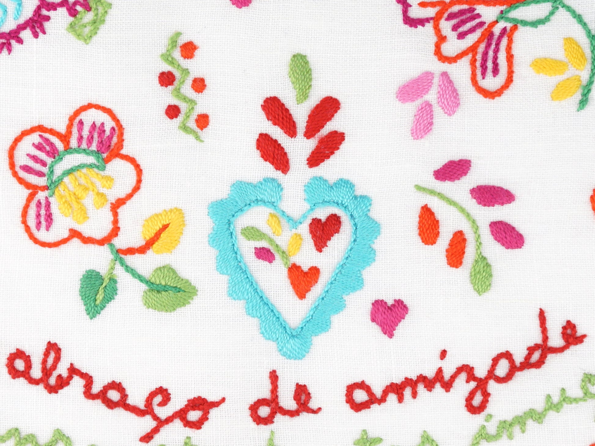 Lenço dos Namorados Pequeno, Desenho 03, Bordado de Viana - Pormenor