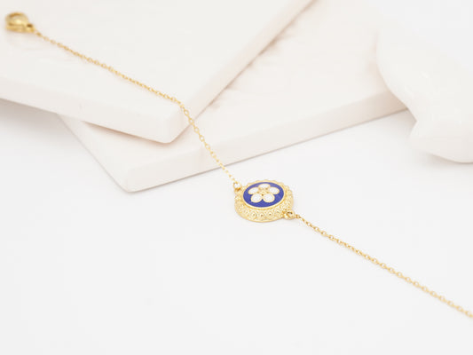 Pulseira Caramujo Azul, Inspirado na Filigrana Portuguesa, Aço Inoxidável Dourado