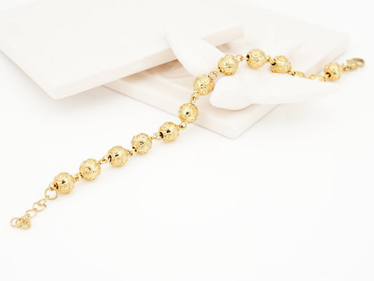 Bracelet Perles de Viana, Inspiration Filigrane Portugaise, Acier Inoxydable Doré