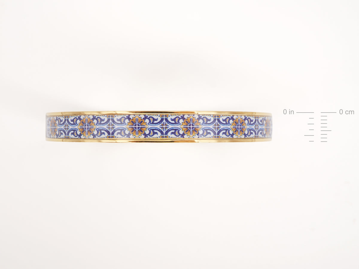 Pulseira Escrava Azulejo Português, Inspirada na Tradição Portuguesa, Aço Inoxidável Dourado - Altura Média