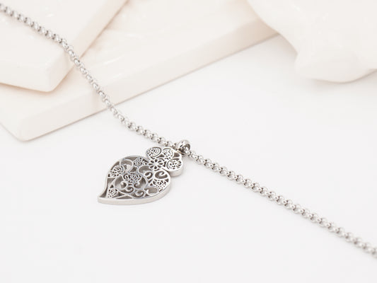 Pulseira Coração de Viana Estilizado, Inspirado na Filigrana Portuguesa, Aço Inoxidável