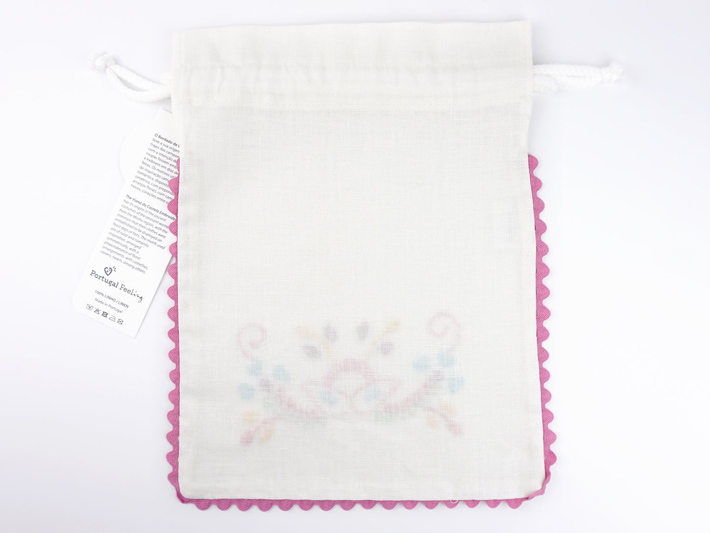 Saco Lanche com Rebordo Rosa, Bordado de Viana - Vista de Trás