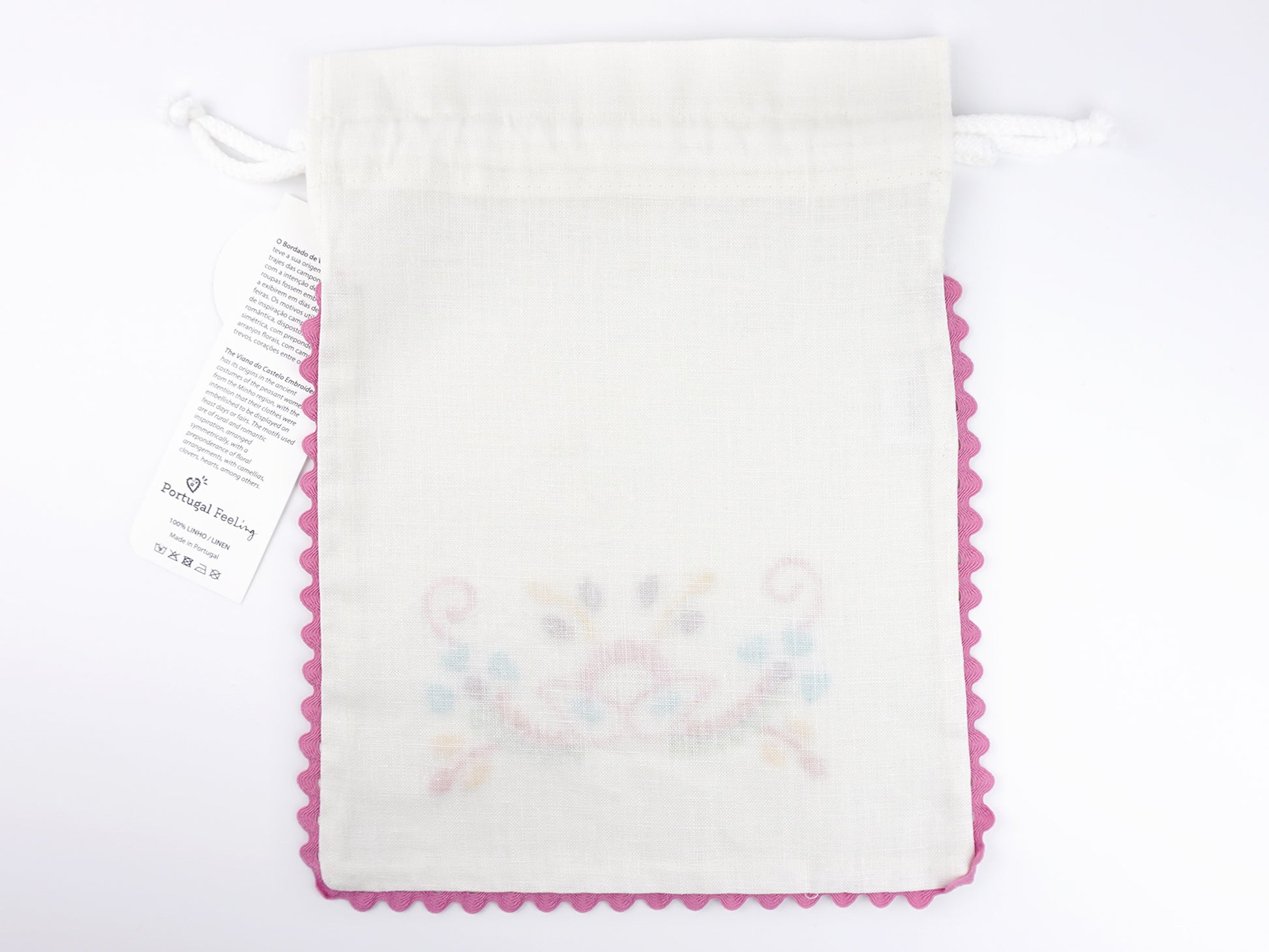 Saco Lanche com Rebordo Rosa, Bordado de Viana - Vista de Trás