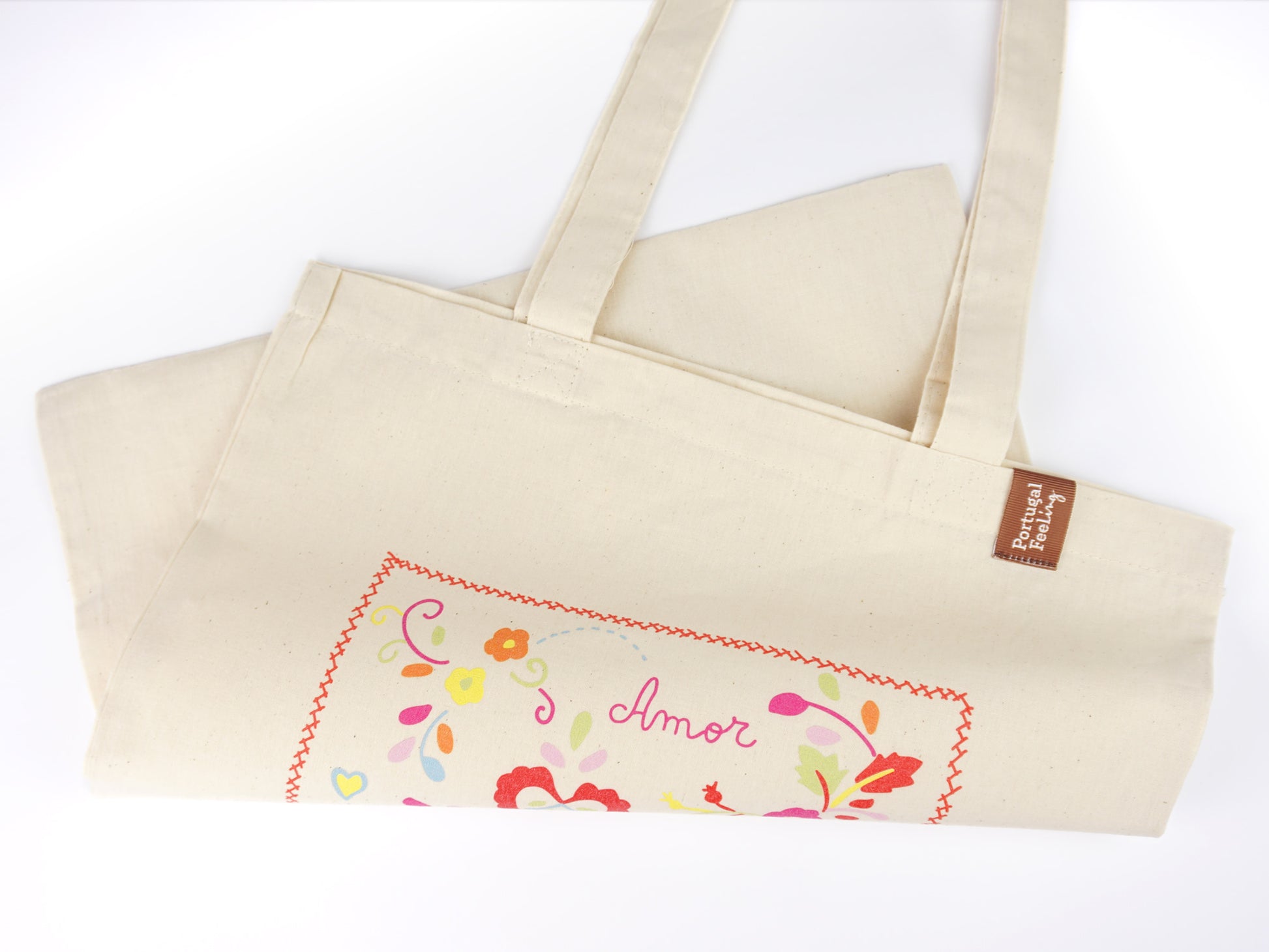 Saco Tote Bag Lenço dos Namorados, em Algodão, Tradições Portuguesas - Pormenor
