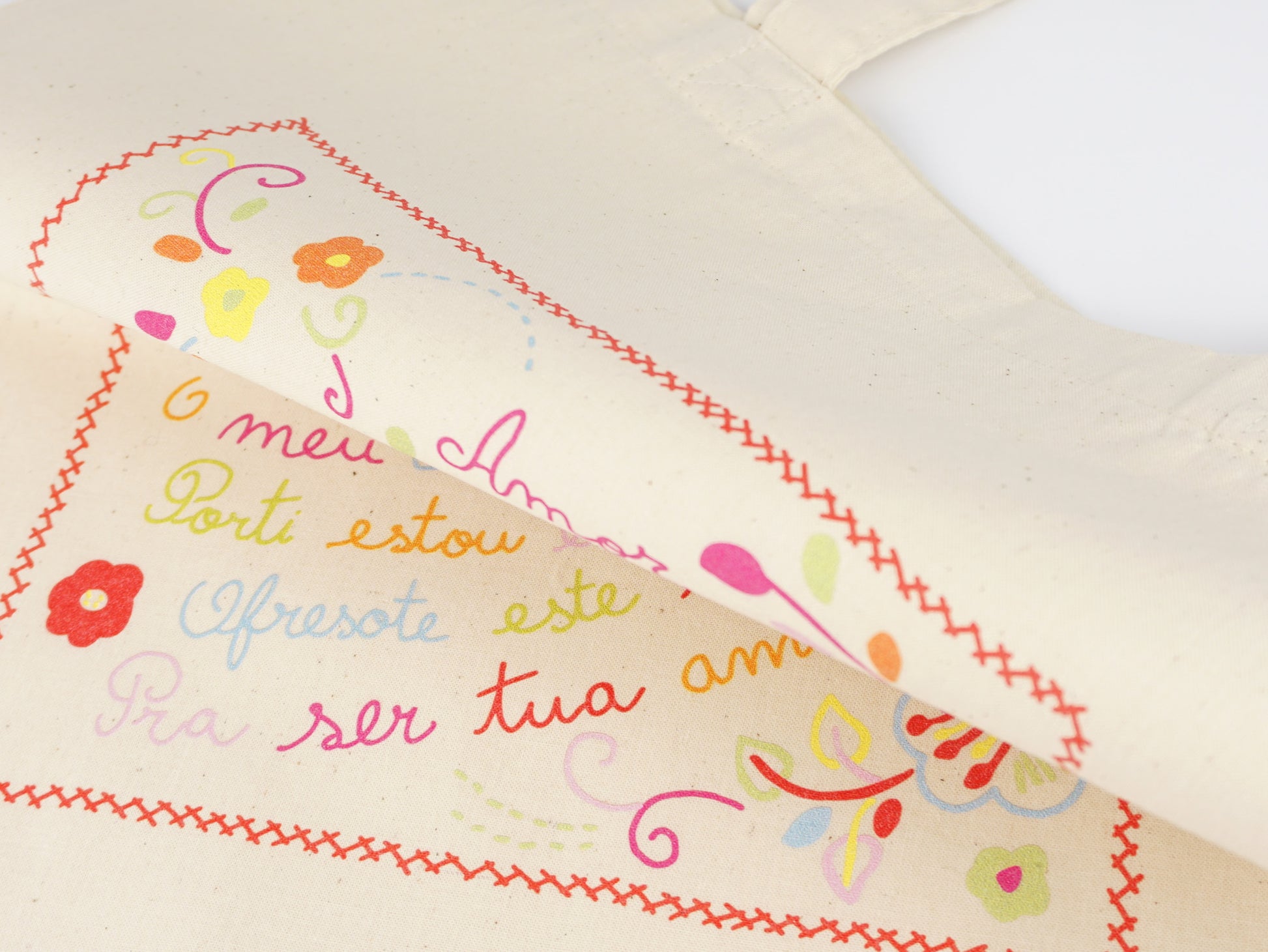 Saco Tote Bag Lenço dos Namorados, em Algodão, Tradições Portuguesas - Pormenor