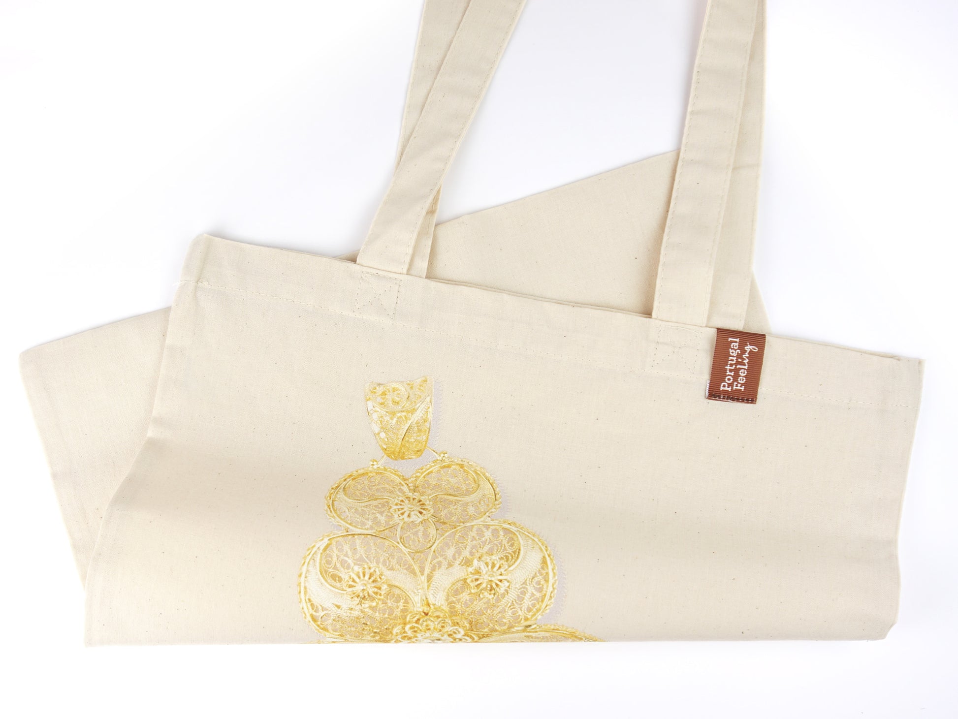 Saco Tote Bag Filigrana Dourada, em Algodão, Tradições Portuguesas - Pormenor