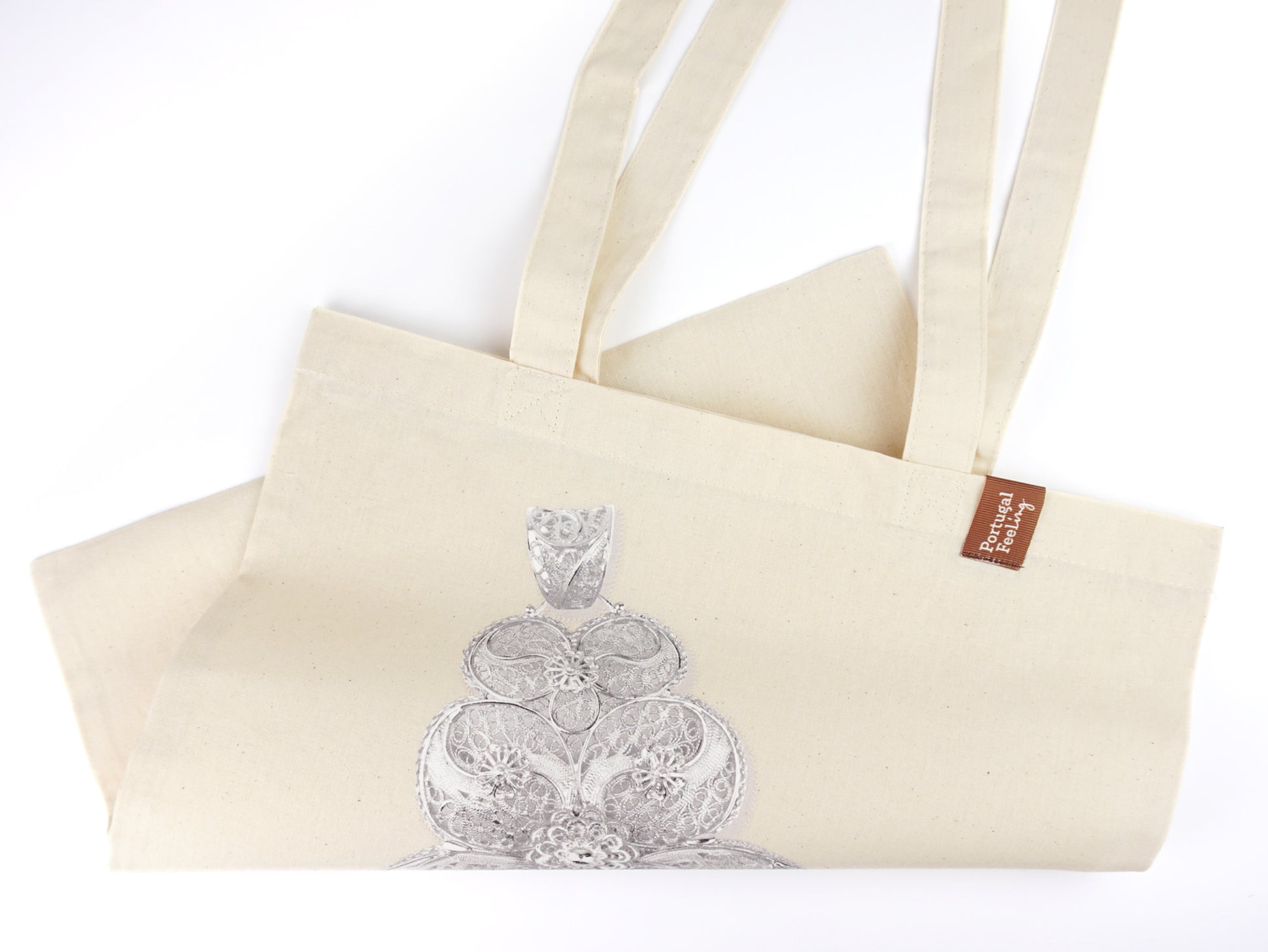 Saco Tote Bag Filigrana Prateada, em Algodão, Tradições Portuguesas - Pormenor