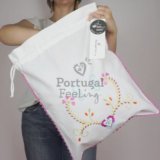 Saco para Pão com Rebordo Rosa, Bordado de Viana - Vídeo