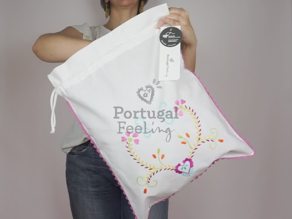 Saco para Pão com Rebordo Rosa, Bordado de Viana - Vídeo