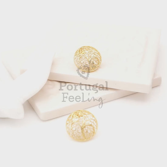 Brincos Circulos Maiores, Inspirados na Filigrana Portuguesa, Aço Inoxidável Dourado - Vídeo