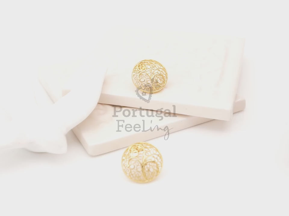 Brincos Circulos Maiores, Inspirados na Filigrana Portuguesa, Aço Inoxidável Dourado - Vídeo