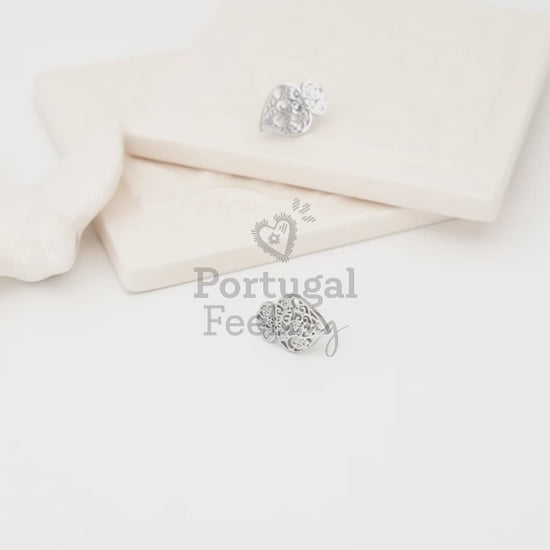 Brincos Coração de Viana Pequenos, Inspirados na Filigrana Portuguesa, Aço Inoxidável - Vídeo