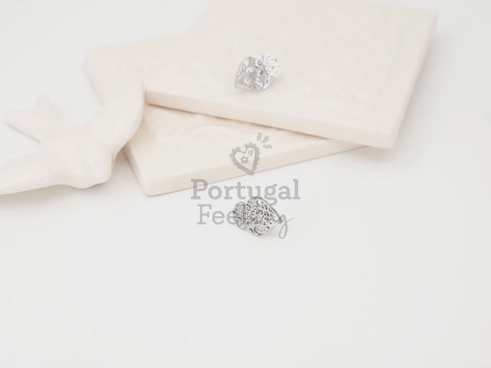 Brincos Coração de Viana Pequenos, Inspirados na Filigrana Portuguesa, Aço Inoxidável - Vídeo