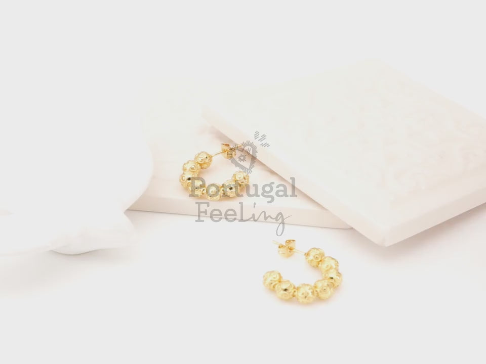 Argolas Contas de Viana, Inspiradas na Filigrana Portuguesa, Aço Inoxidável Dourado - Vídeo