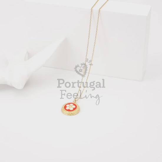 Colar Caramujo Laranja, Inspirado na Filigrana Portuguesa, Aço Inoxidável Dourado - Vídeo
