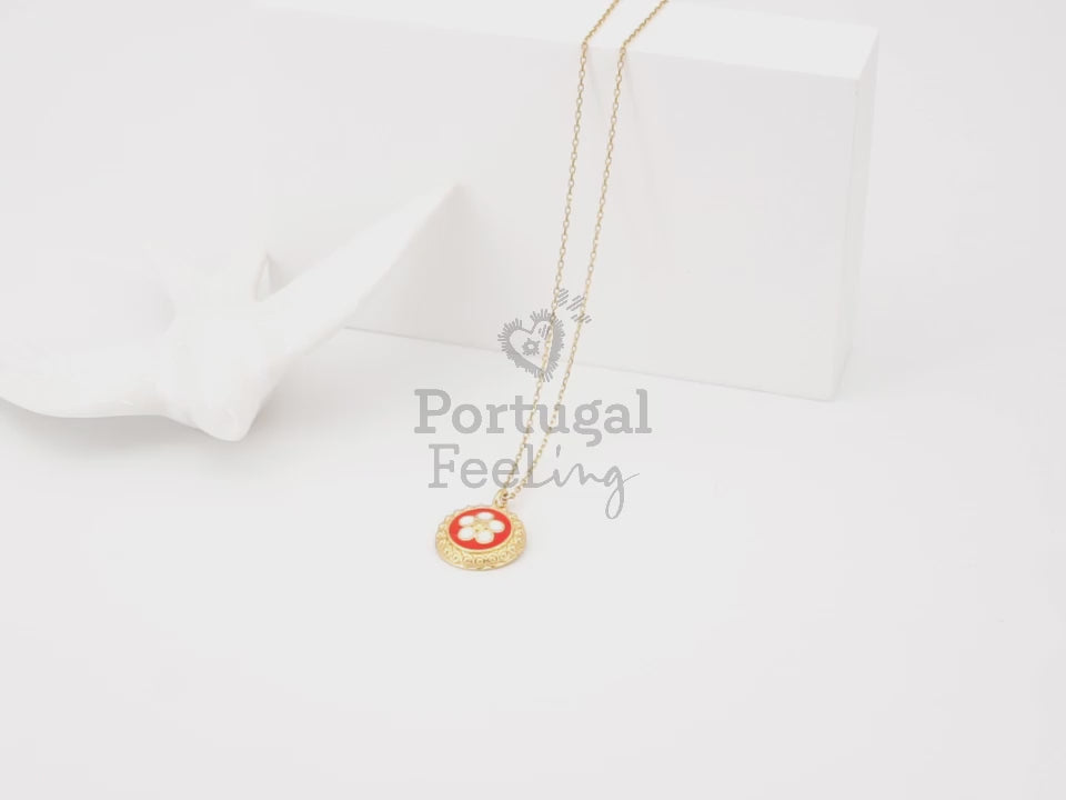 Colar Caramujo Laranja, Inspirado na Filigrana Portuguesa, Aço Inoxidável Dourado - Vídeo