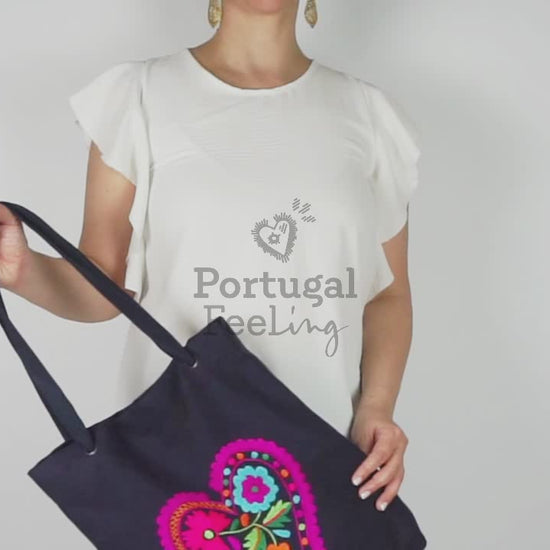 Tote Bag em Linho Forrado, Bordado de Viana - Vídeo