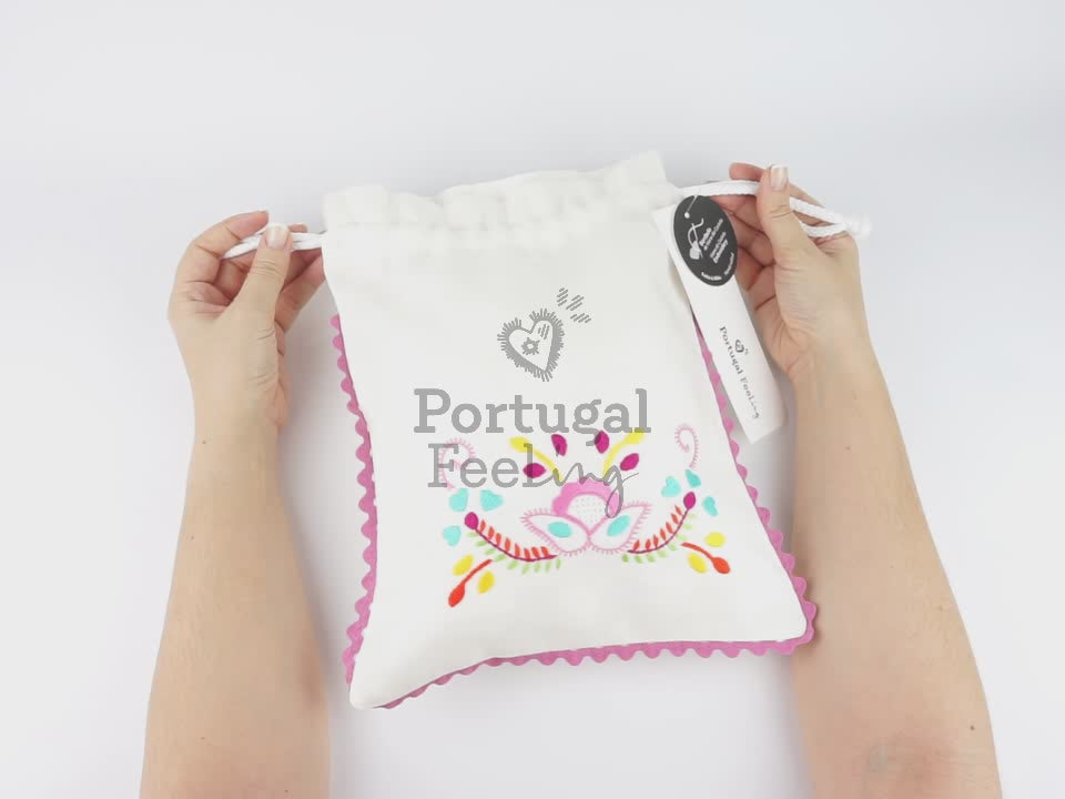 Saco Lanche com Rebordo Rosa, Bordado de Viana - Vídeo