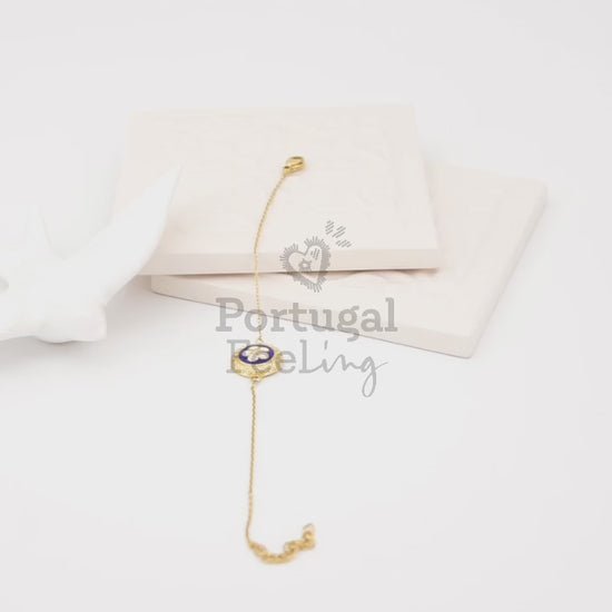 Pulseira Caramujo Azul, Inspirado na Filigrana Portuguesa, Aço Inoxidável Dourado - Vídeo