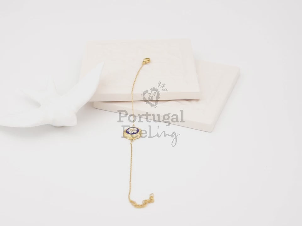 Pulseira Caramujo Azul, Inspirado na Filigrana Portuguesa, Aço Inoxidável Dourado - Vídeo