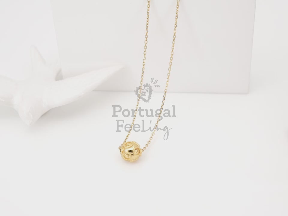 Colar com Conta de Viana, Inspirado na Filigrana Portuguesa, Aço Inoxidável Dourado - Vídeo