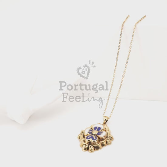 Colar Barroco, Inspirado na Ourivesaria Portuguesa, Aço Inoxidável Dourado - Vídeo