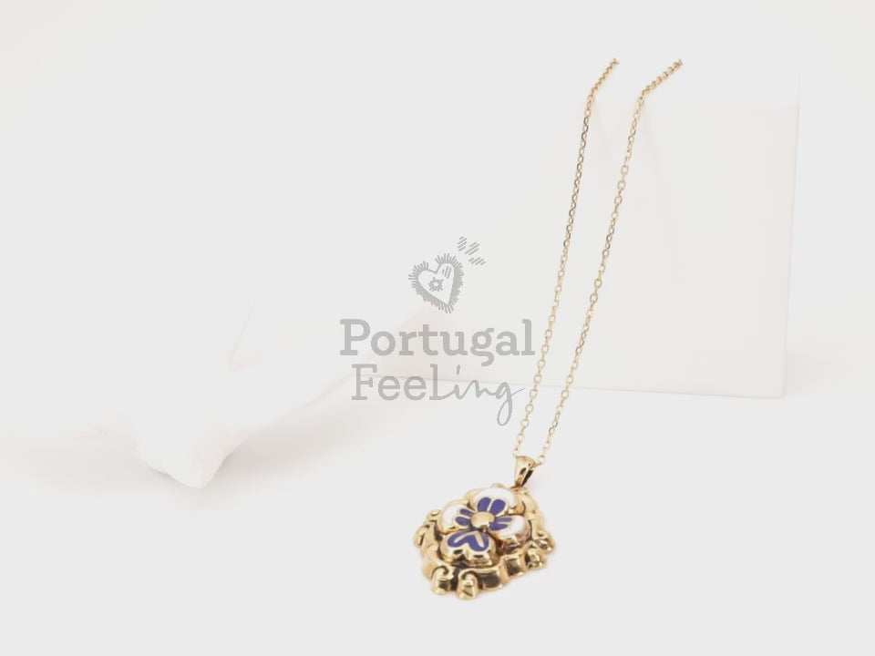 Colar Barroco, Inspirado na Ourivesaria Portuguesa, Aço Inoxidável Dourado - Vídeo