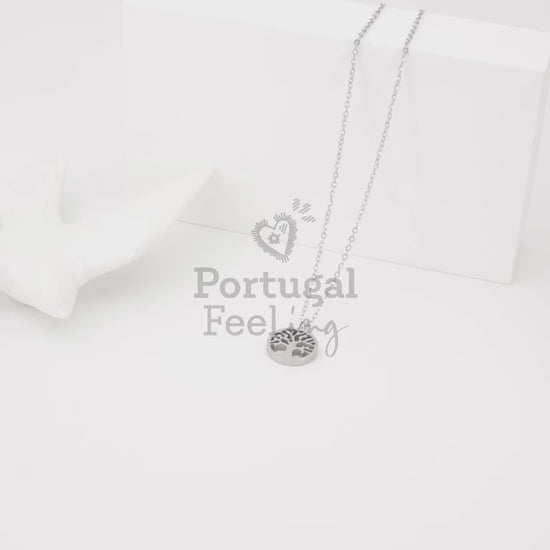 Colar com Árvore da Vida Pequena, Inspirado na Filigrana Portuguesa, Aço Inoxidável - Vídeo