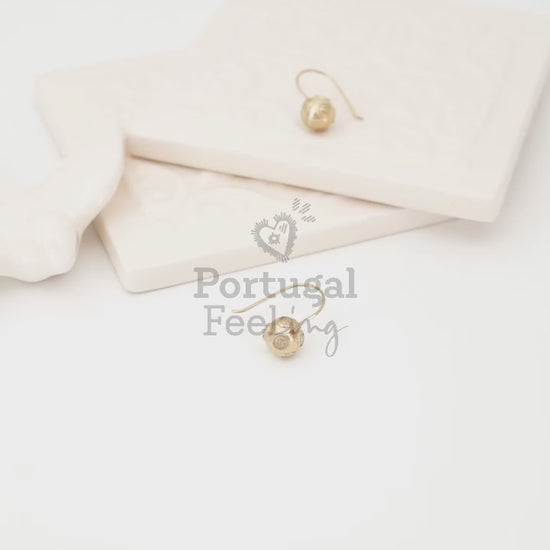 Brincos Contas de Viana de Gancho, Inspirados na Filigrana Portuguesa, Aço Inoxidável Dourado - Vídeo